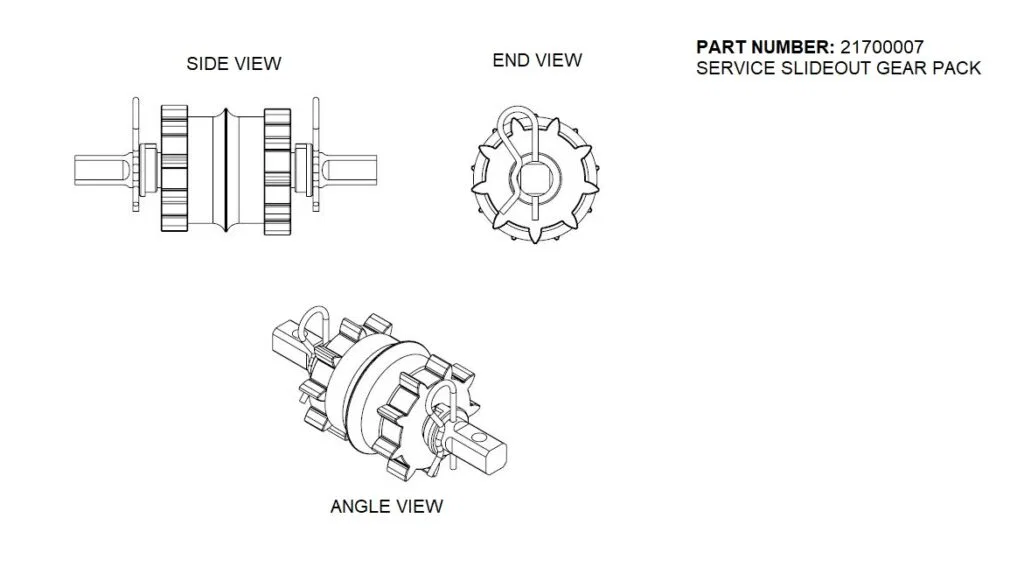 21700007 – BAL NORCO Slide Out Gear, Replacement Gear Assembly For Norco NXG Through-Frame Slide-Out system